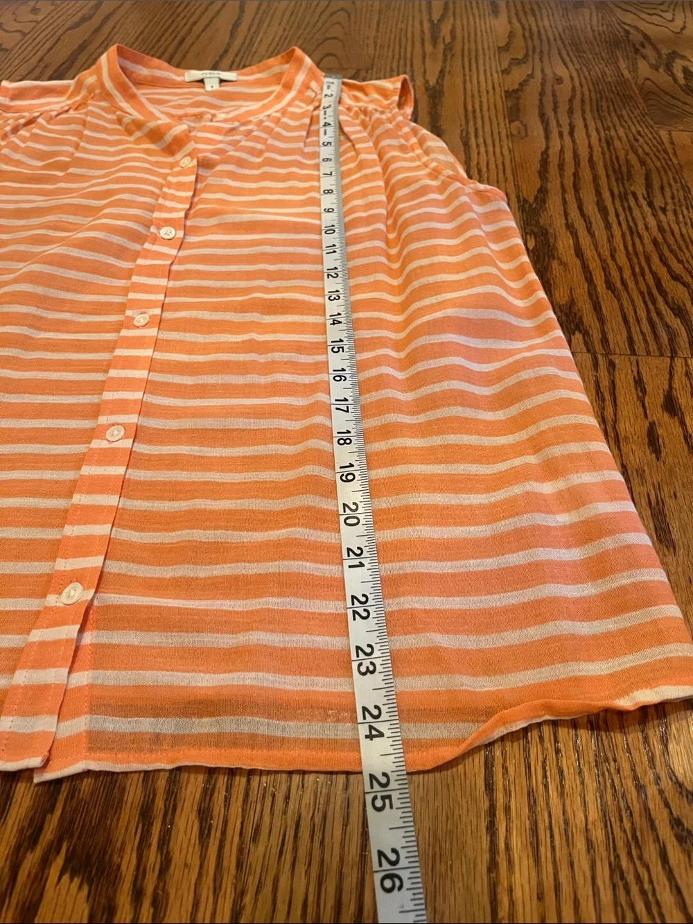 J. Crew Peach & White Striped Sleeveless Button-Up Top